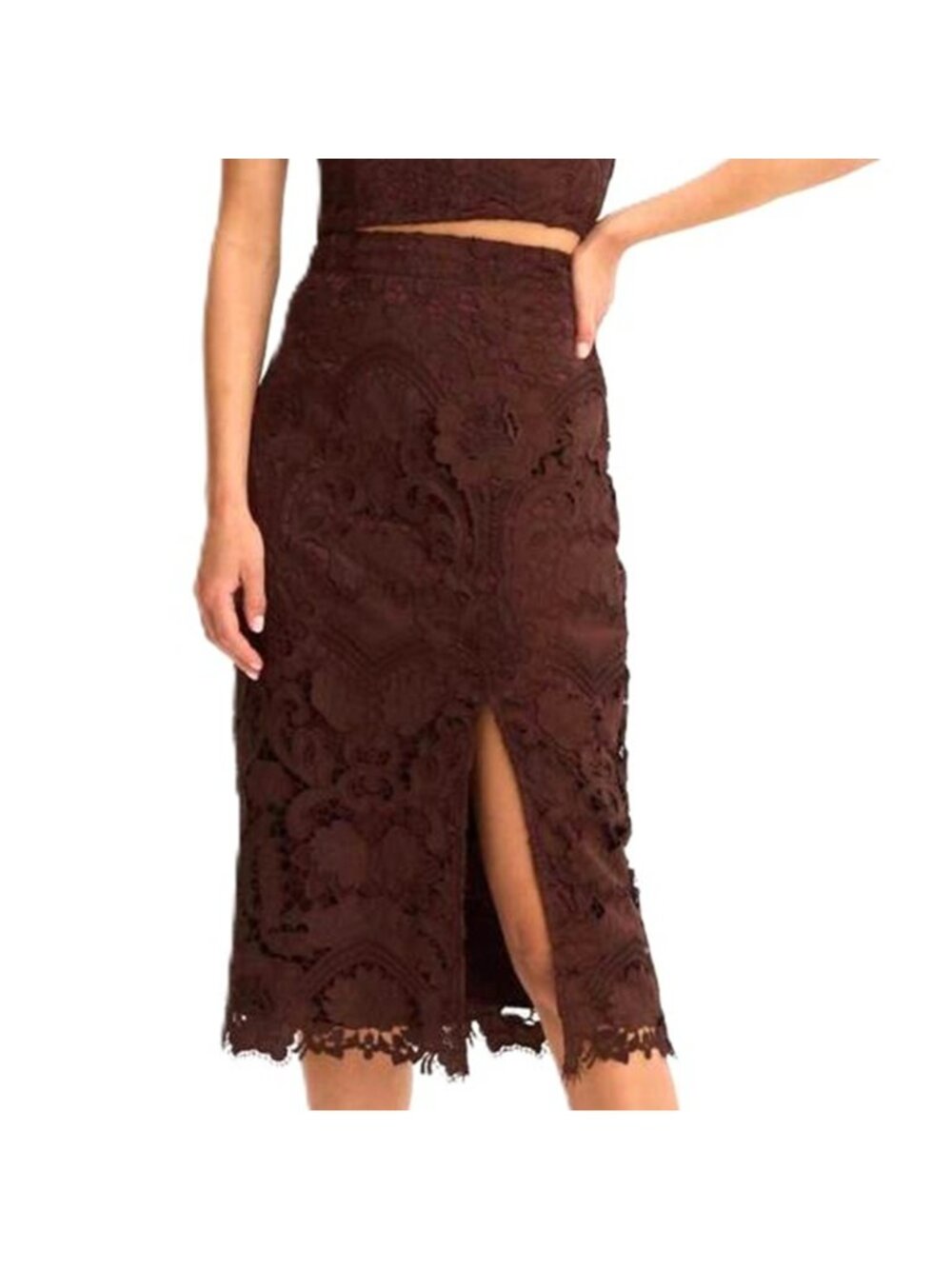 Allison New York Drea Midi Skirt Chocolate Brown Size Zero New
